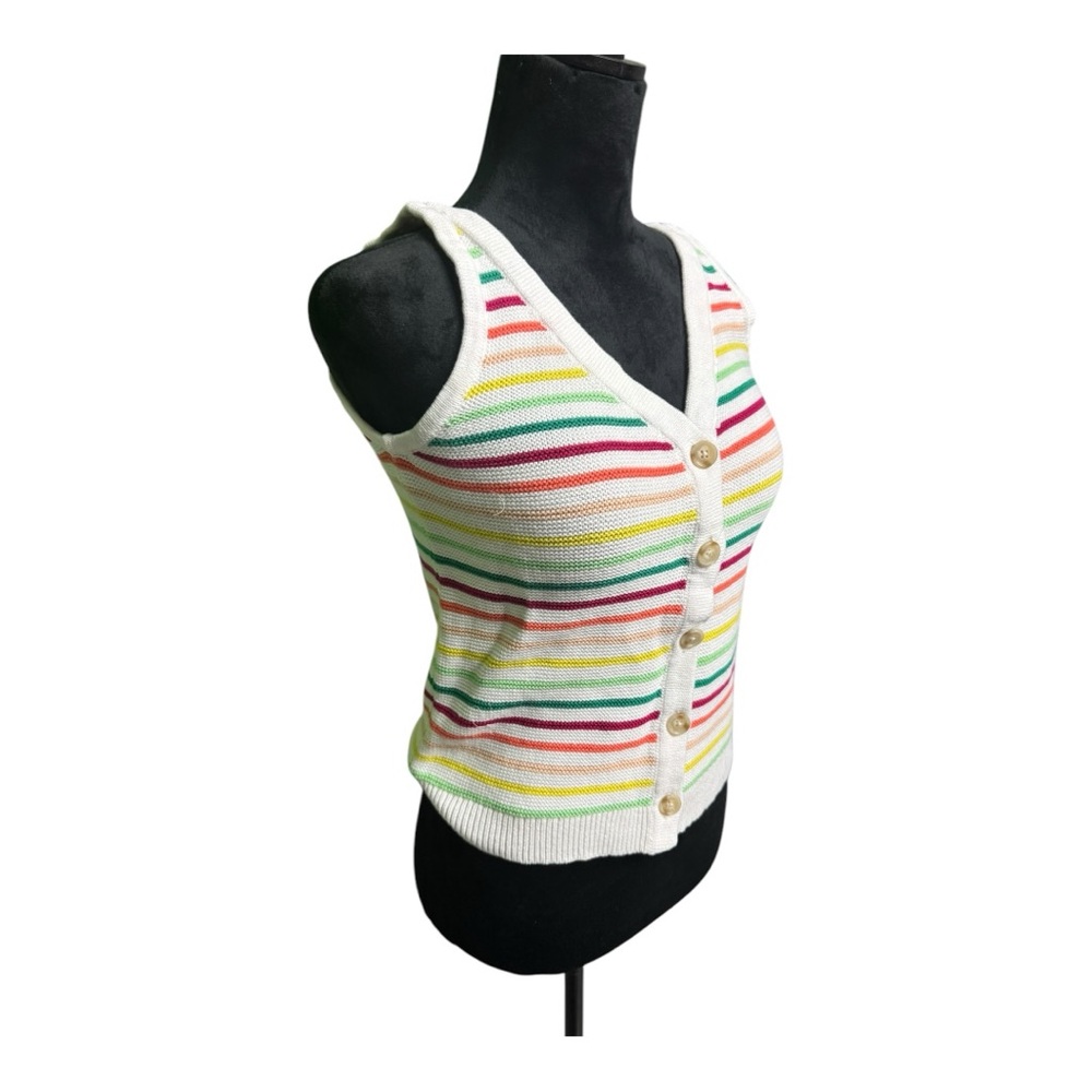 LOFT Green and Yellow Fitted Sleeveless Tank Top - Picture 4 of 9